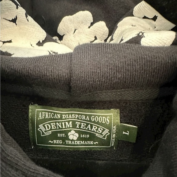 Large Black Denim Tears Hoddie - Picture 3 of 4